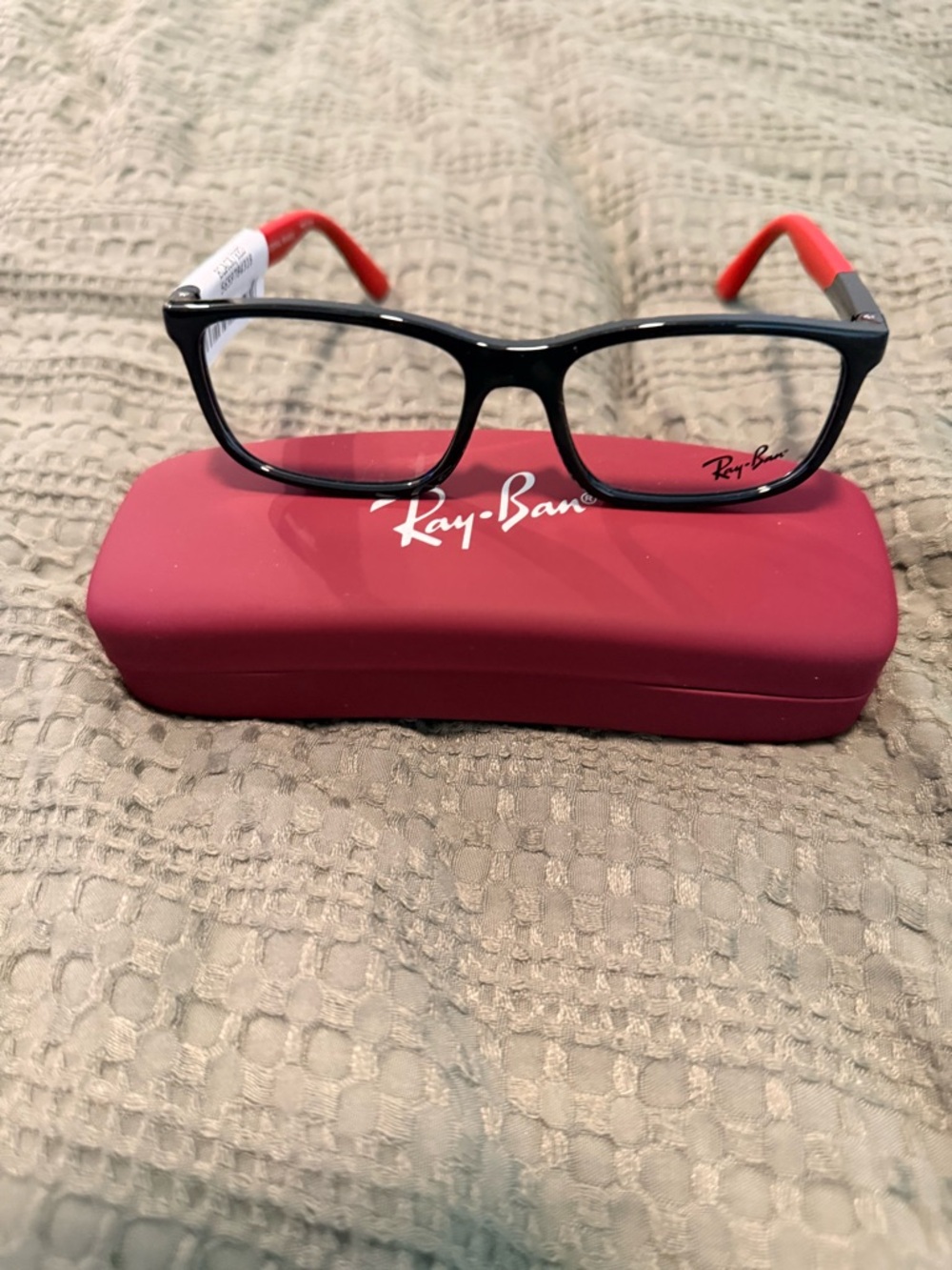 Ray-Ban Black Frame with Red Temples Eyeglasses
